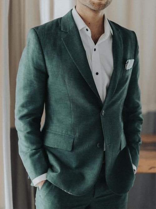 Men's Retro Single Breasted Pocket Design Casual Suit