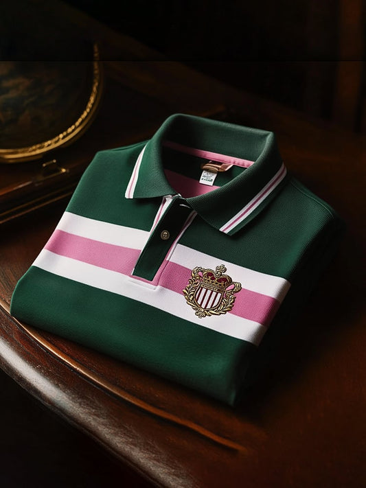 Men's Classic Business Check Button Short Sleeve Polo Shirt