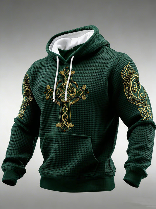 Men's Irish St. Patrick's Day Celtic High Cross Knots Hoodie