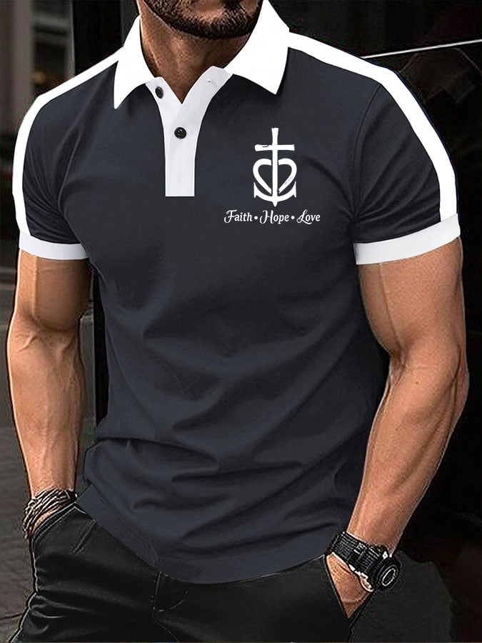 Men's Faith Hope Love Printed POLO Shirt