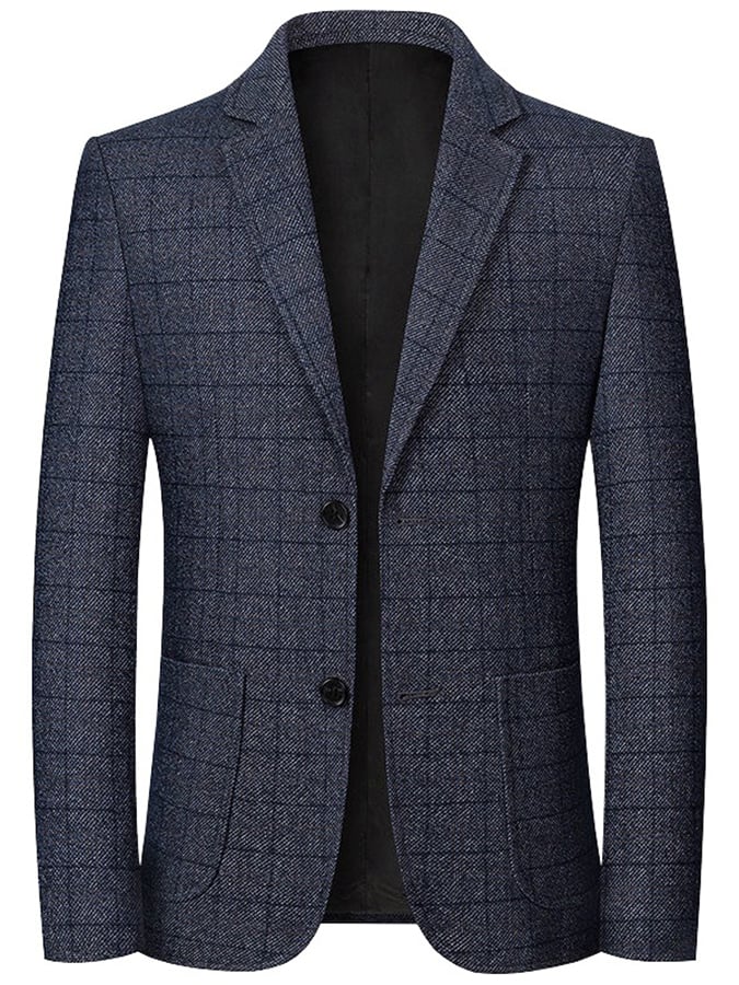 Men's Work Office Notched Collar Plaid Regular Fit Blazer