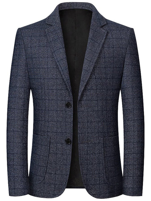 Men's Work Office Notched Collar Plaid Regular Fit Blazer