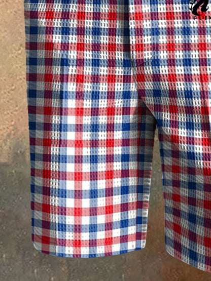 Men's Casual Plaid Waffle Pants