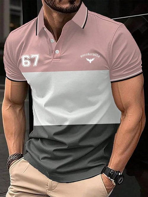 Men's Business Logo Button-Down Short Sleeve Polo Shirt