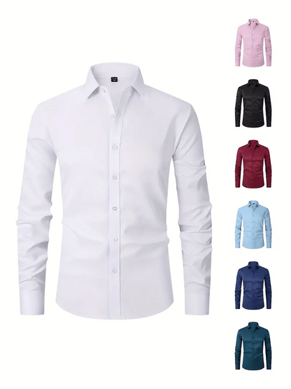 Men's Solid Color Design Business Casual Shirt