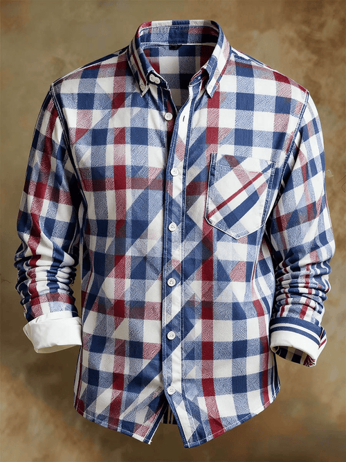 Men's Retro Abstract Art Print Comfortable Business Style Shirt
