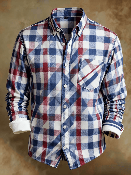 Men's Retro Abstract Art Print Comfortable Business Style Shirt