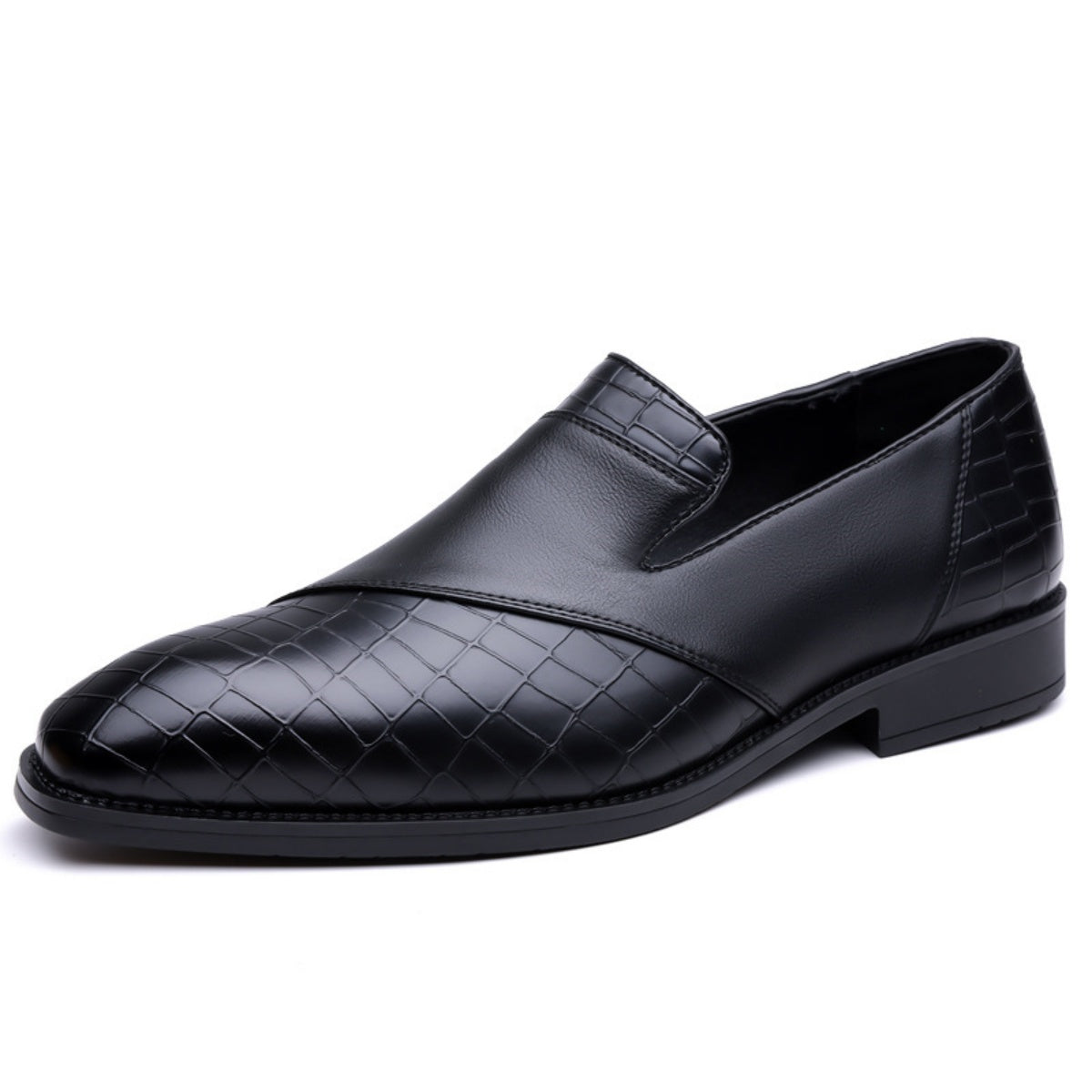 Men's Two Tone Crocodile Embossed Contrast Spliced Slip On Loafers Dress Shoes