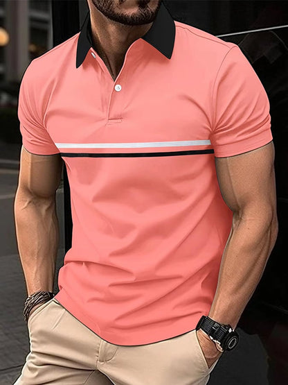 Sports Casual Slim Fit Short Sleeve Half Button Polo Shirt