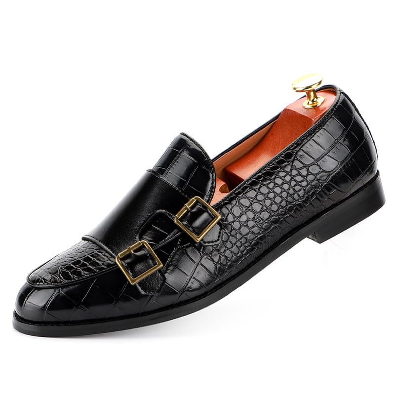 New Luxury Fashionn Pointed Pattern Monk Strap Shoes