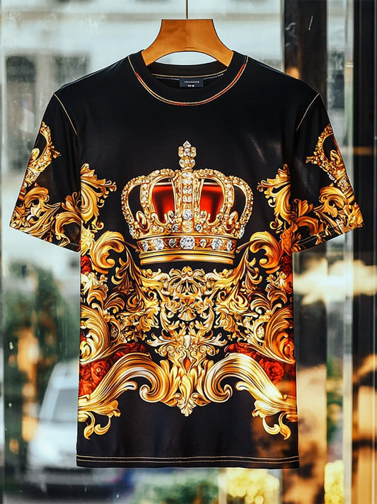Men's Business Luxury Printed  Cotton Short Sleeve T-Shirt