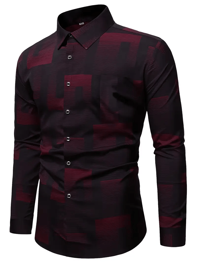 Men's Geometric Design Business Casual Shirt