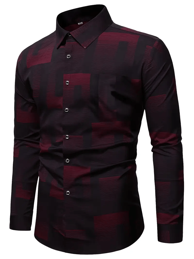 Men's Geometric Design Business Casual Shirt