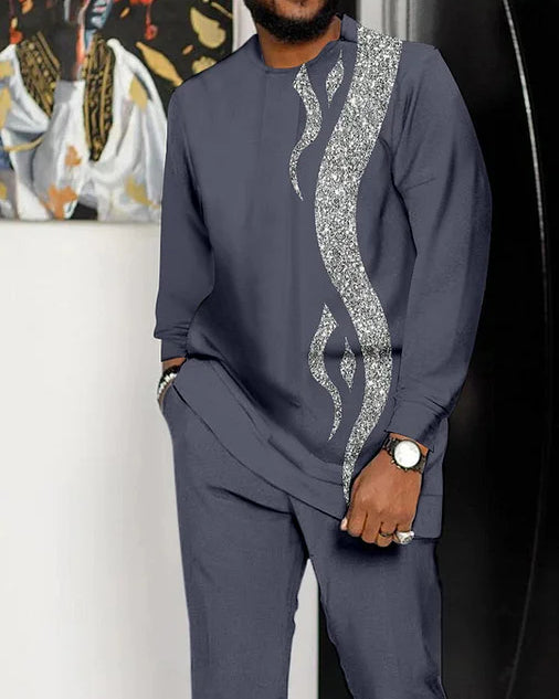 Men's Contrasting Long Sleeve Athletic Walking Suit 2 Colors-284
