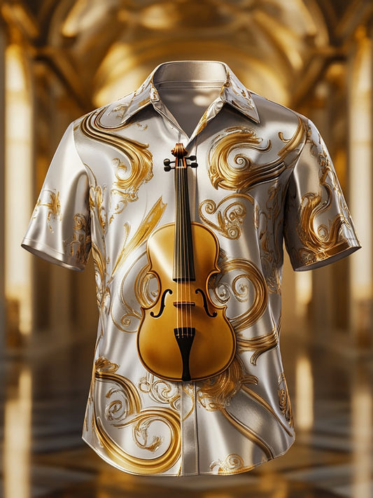 Men's Satin Luxe Print Short Sleeve Button Shirt