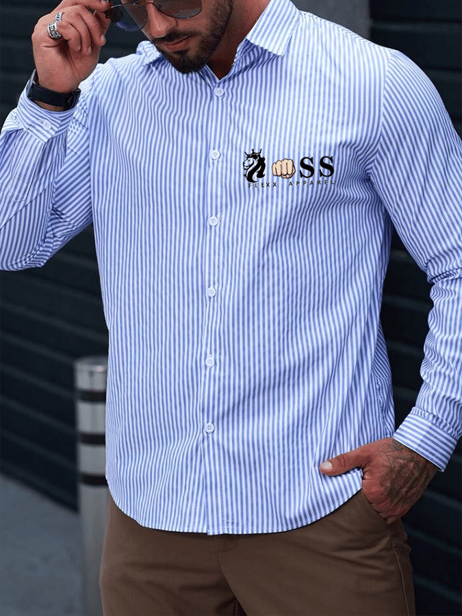 Men's Striped Business Casual Shirt