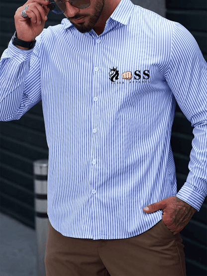 Men's Striped Business Casual Shirt