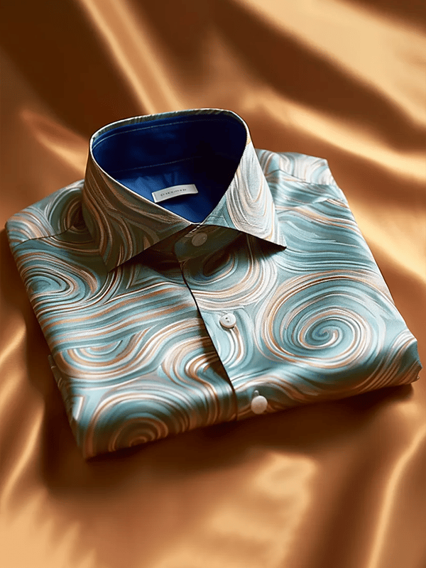 Men's Satin Luxe Print Short Sleeve Button Shirt