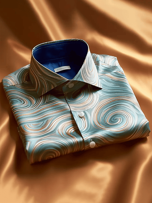 Men's Satin Luxe Print Short Sleeve Button Shirt