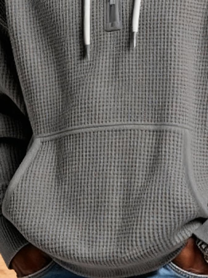 Men's Vintage Outdoor Waffle-Knit Zip-Up Hooded Sweatshirt