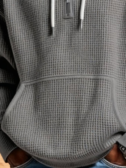Men's Vintage Outdoor Waffle-Knit Zip-Up Hooded Sweatshirt