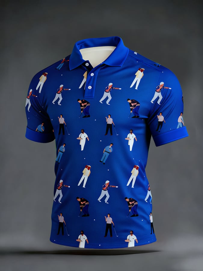 Men's Golf Enthusiast Printed Polo Short-Sleeve T-Shirt