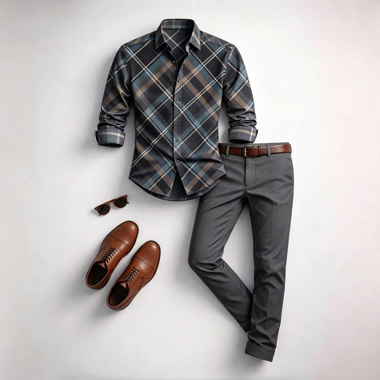 Men's Diamond-Quilted Long-Sleeve Shirt and Pants Set
