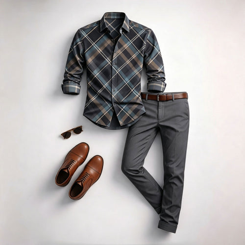 Men's Diamond-Quilted Long-Sleeve Shirt and Pants Set