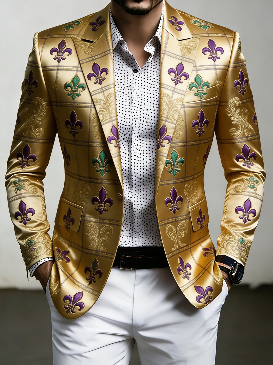 Men's Luxury Carnival Lily Print Suit Jacket