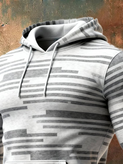 Men's Retro Distressed Color Block Print Casual Long Sleeve Sweatshirt