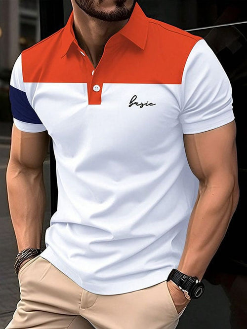 Men's Business Logo Button-Down Short Sleeve Polo Shirt