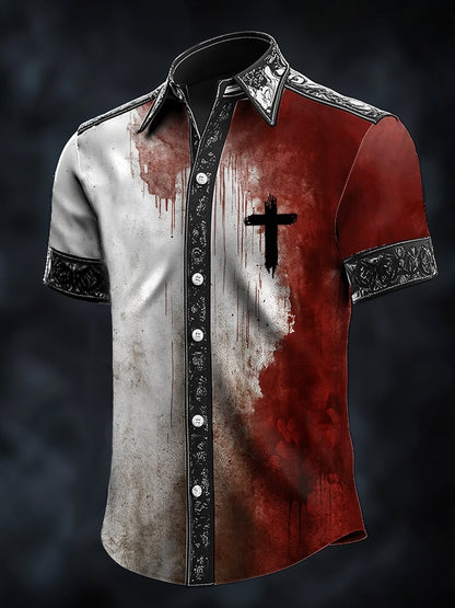 Men's Simple Bloodstained Satin Shirt