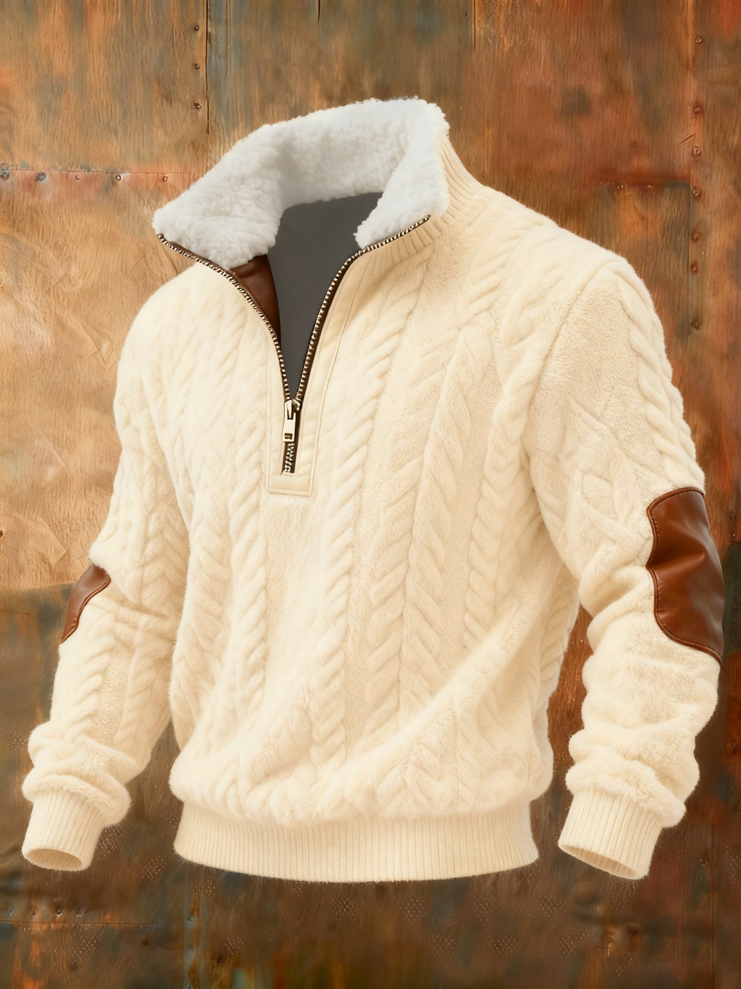 Men's Retro Cable Knit Print Casual Sweatshirt
