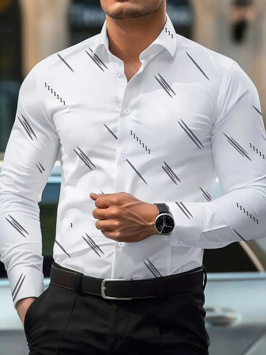 Men's Street Style Business Casual Printed Long Sleeve Shirt