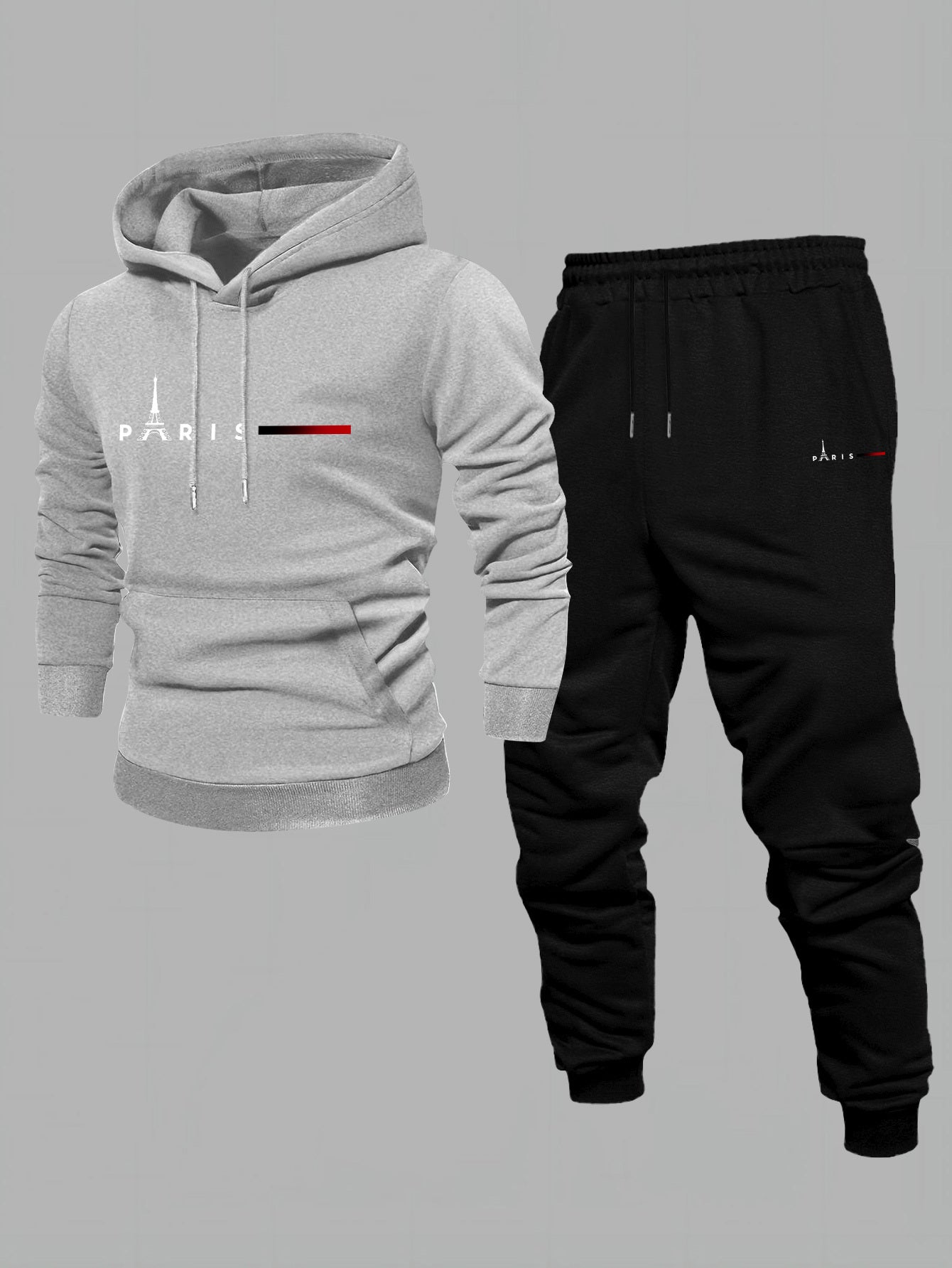 Men's Casual Color Matching Hoodies Long Sleeved Sweatshirts & Sweatpants Two-Piece Set