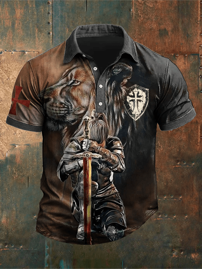 Men'S Retro Put On The Full Armor Of Godd Faith Printed POLO Shirt