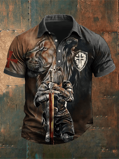 Men'S Retro Put On The Full Armor Of Godd Faith Printed POLO Shirt