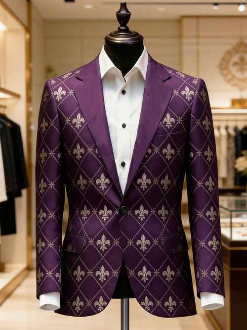Men's Luxury Carnival Lily Crown Lapel Suit Jacket