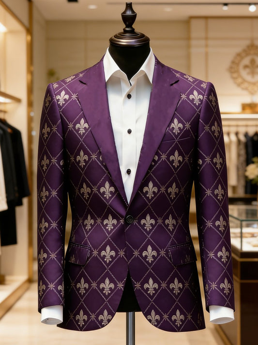Men's Luxury Carnival Lily Crown Lapel Suit Jacket