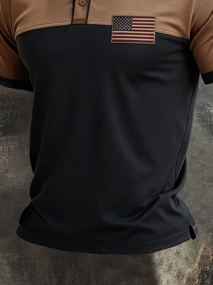 Men's Retro Color-Block "Patriot" Polo T-Shirt