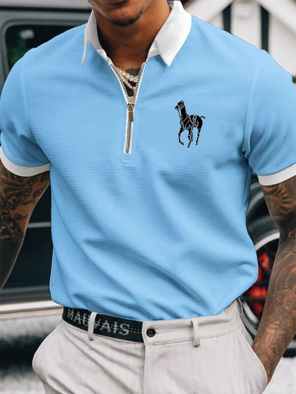 Casual Men'S Zipper Polo