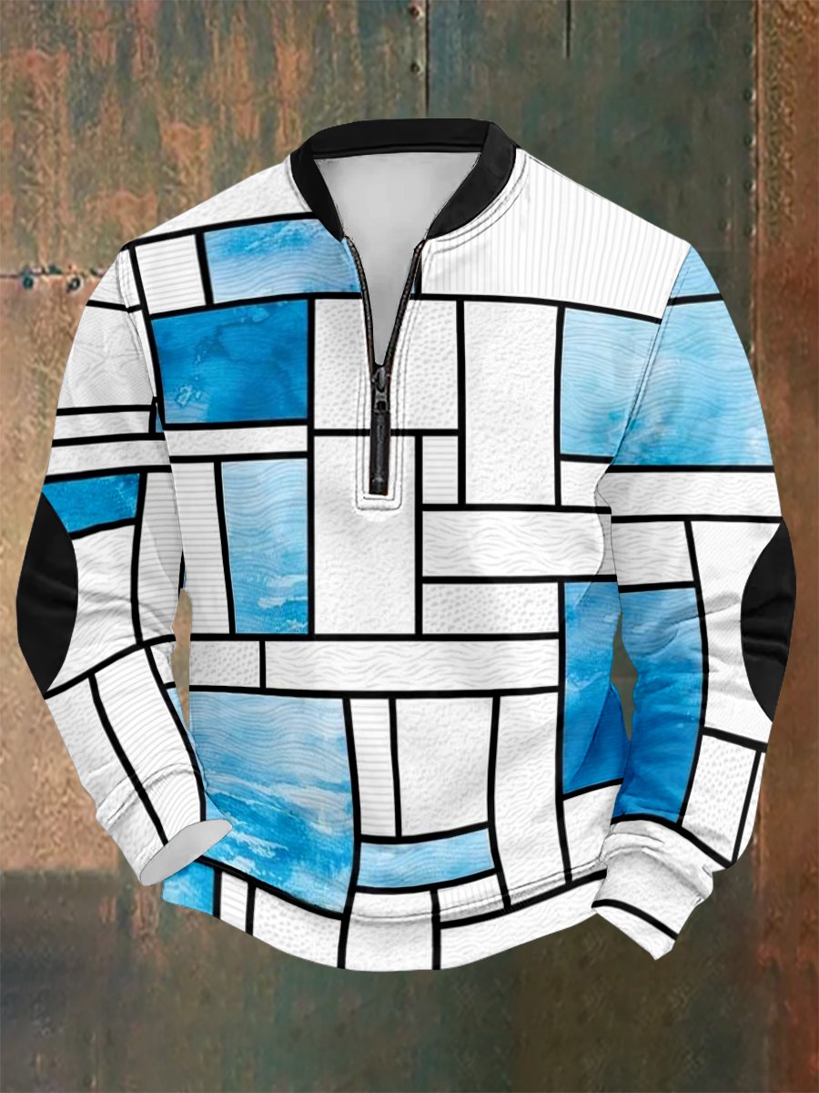 Men's Vintage Geometric Style Print Sweatshirt
