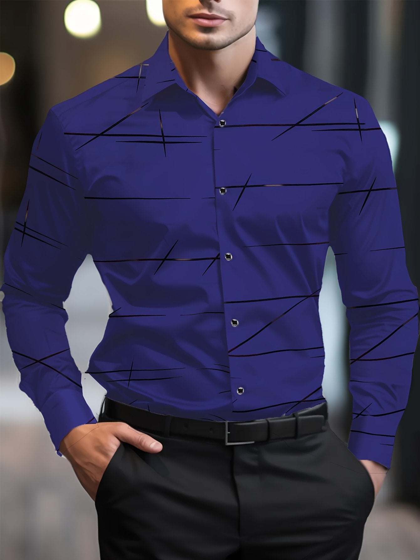 Men's Street Style Business Casual Printed Long Sleeve Shirt
