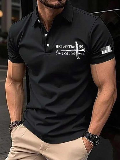 Men's faith print polo shirt