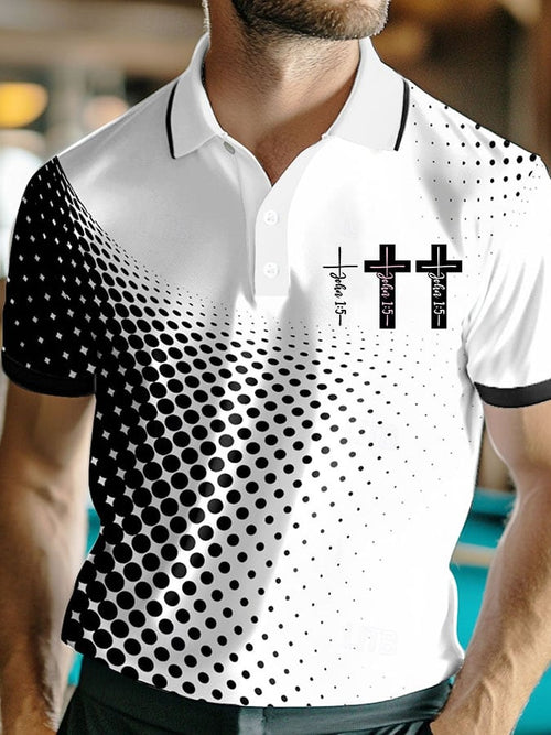 Men's Vintage Cross John 1:5 Printed POLO Shirt