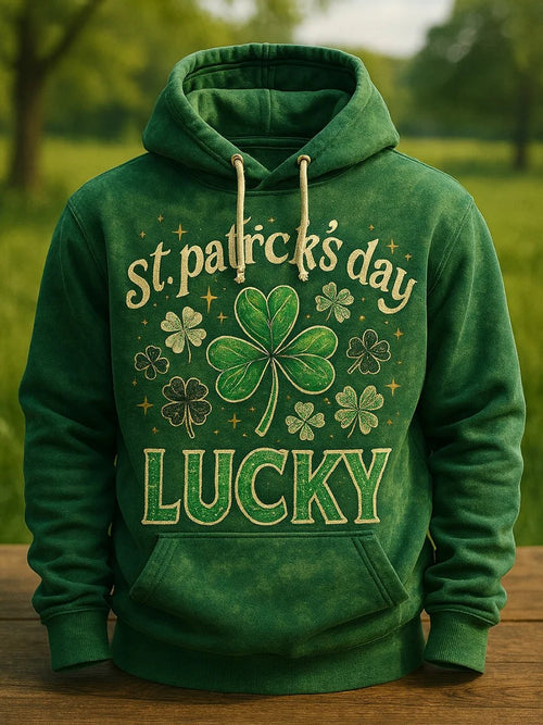 Men's St. Patrick's Day Retro Art Print Crew Neck Top
