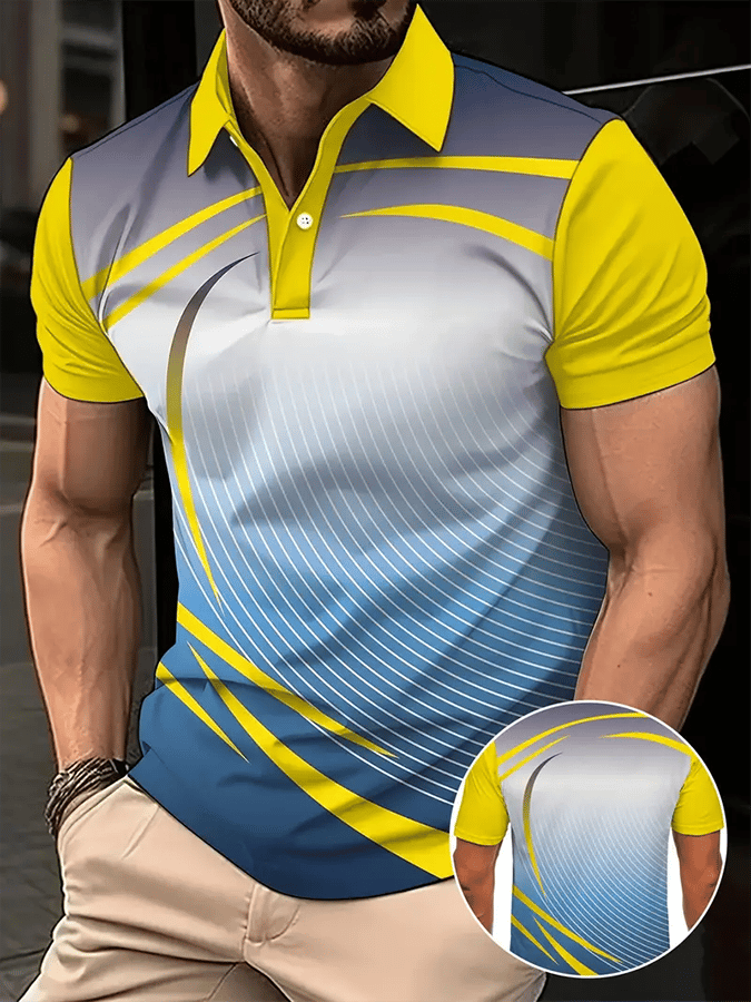 Men's Golf Casual Printed Casual Polo Shirt