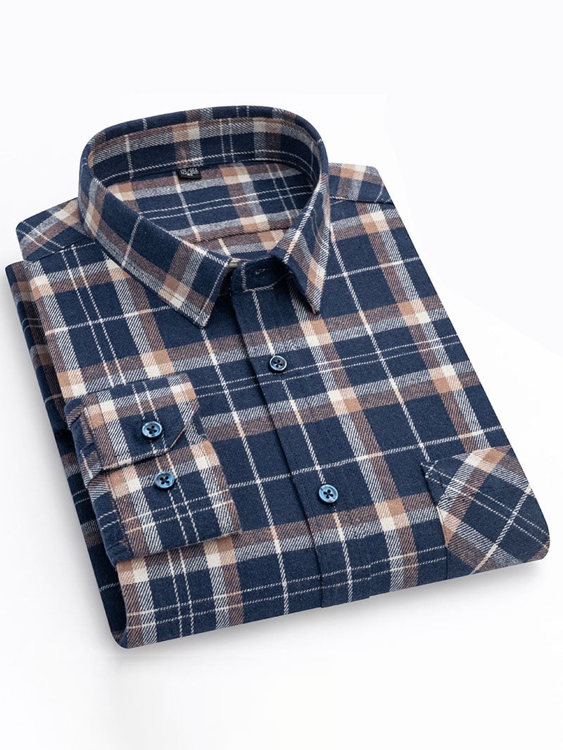 Men'S Retro Plaid Cotton Shirt