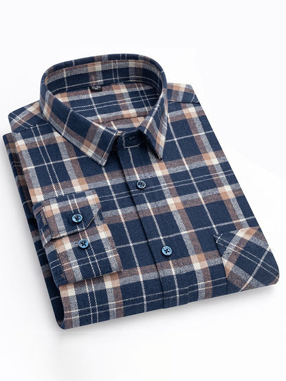 Men'S Retro Plaid Cotton Shirt