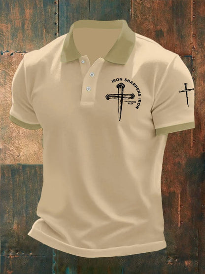 Men's Iron Sharpens Iron Print Polo Shirt